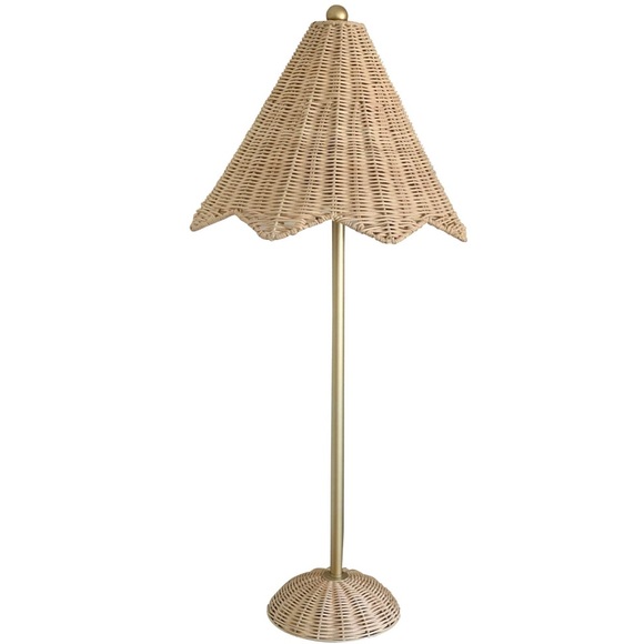 Lillian August Wicker Scalloped Parasol Lamp - Picture 1 of 2